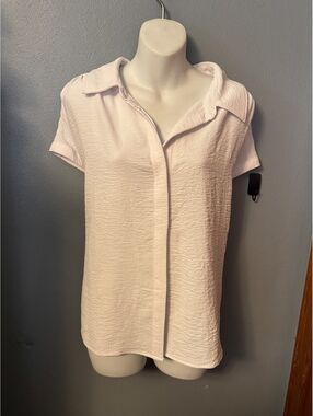 Nine Britton white Textured Short Sleeve Blouse XXL